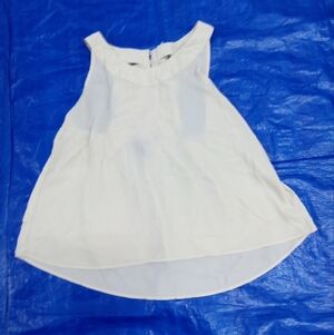 BKEred Cream Ruffled Sleeveless Top with Rhinestone Detail